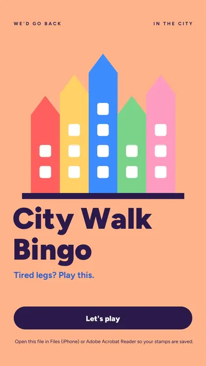 City Walk Bingo: cover screen of the game