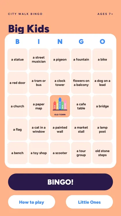 City Walk Bingo: real screen 1 from the PDF