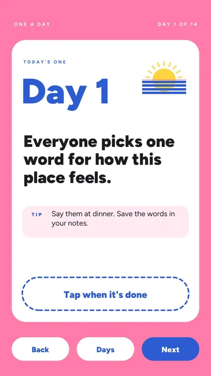 One a Day: real screen 2 from the PDF
