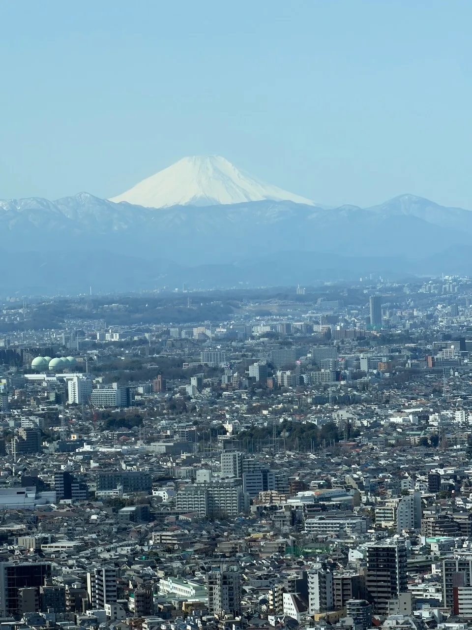 Mount Fuji above the western suburbs of Tokyo, seen from the Tokyo Metropolitan Government Building
