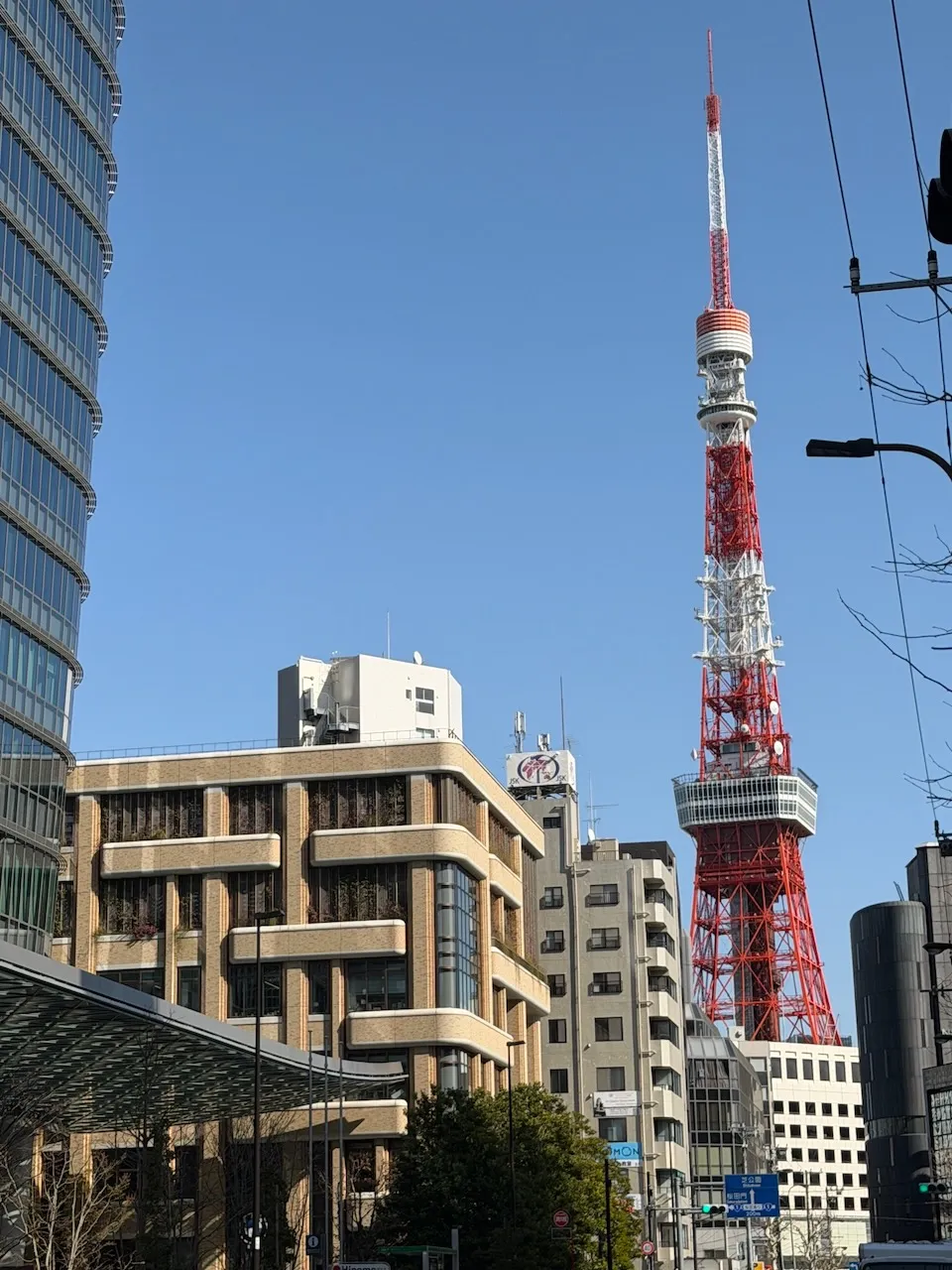 Tokyo Tower seen from street level