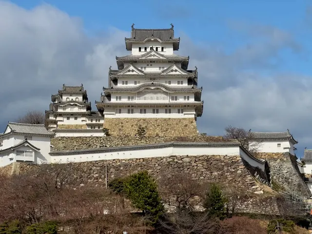 Himeji Castle under blue sky, our photo