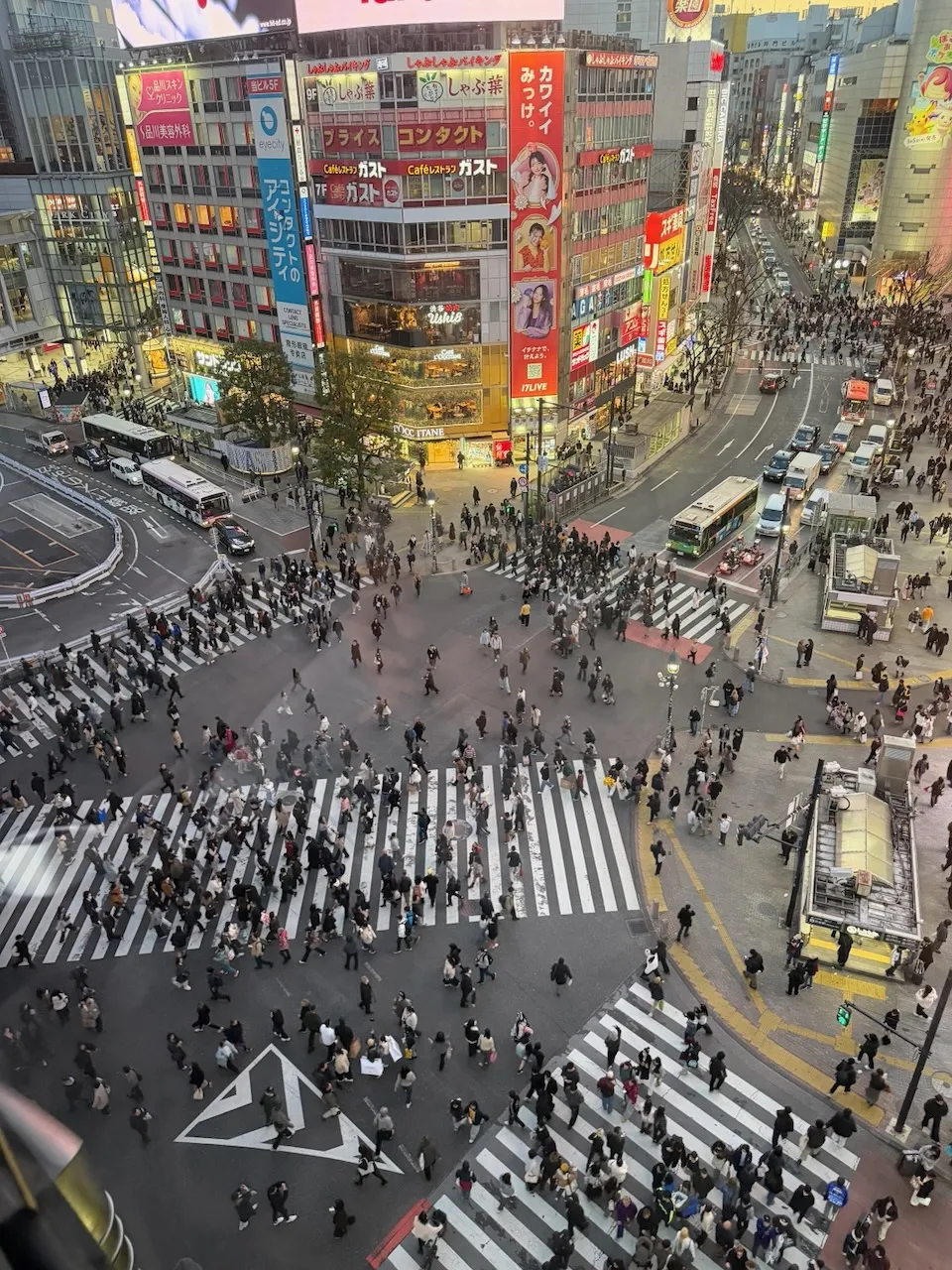 Shibuya Crossing from above, Tokyo, our photo from March 2026