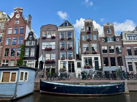 Canal house panorama with houseboats, Netherlands, our trip 2026
